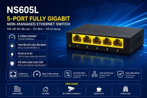 Switch Gigabit 5 cổng NS605L là giải pháp mạng hiệu quả với chi phí hợp lý, mang đến khả năng kết nối nhanh, ổn định và độ bền cao, đáp ứng tốt nhu cầu xây dựng hệ thống mạng hiện đại cho doanh nghiệp và gia đình.