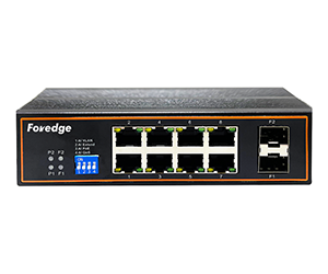 Switch PoE Foredge IS108GP-2F | 8 Cổng Gigabit PoE + 2 SFP Industrial Switch 186W