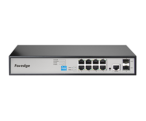 Switch PoE Foredge PS2010G | 8 Cổng Gigabit PoE + 2 SFP Quản Lý Layer 2 Cloud Apollo